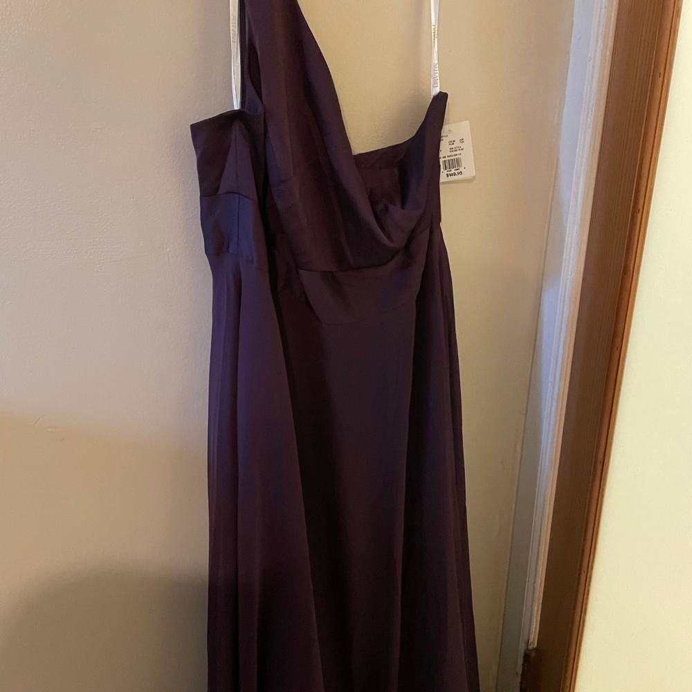 Long One Shoulder Plum Bridesmaids Dress
